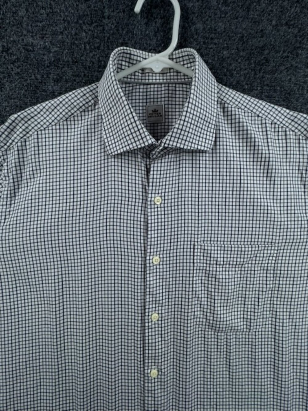 Peter Millar Large White Blue Mens Cotton Long Sleeve Golf Button Up Pocket